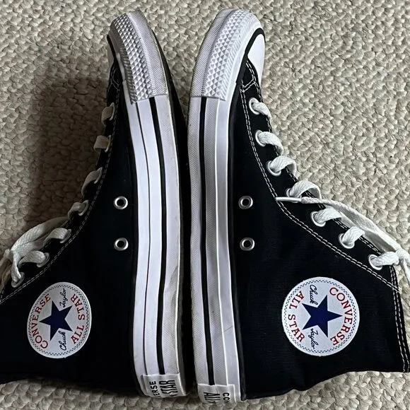 Converse All Star Chuck Taylor Women's Size 7.5 Black High Top Sneakers Shoes - Picture 3 of 10